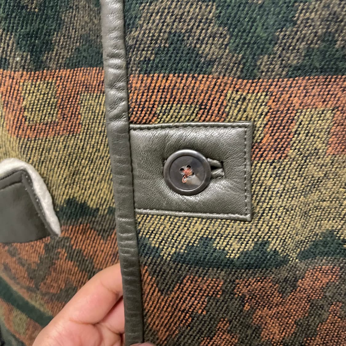 JPN 빈티지 시어링 레더 디테일 에스틱 패턴 자켓 상품이미지6