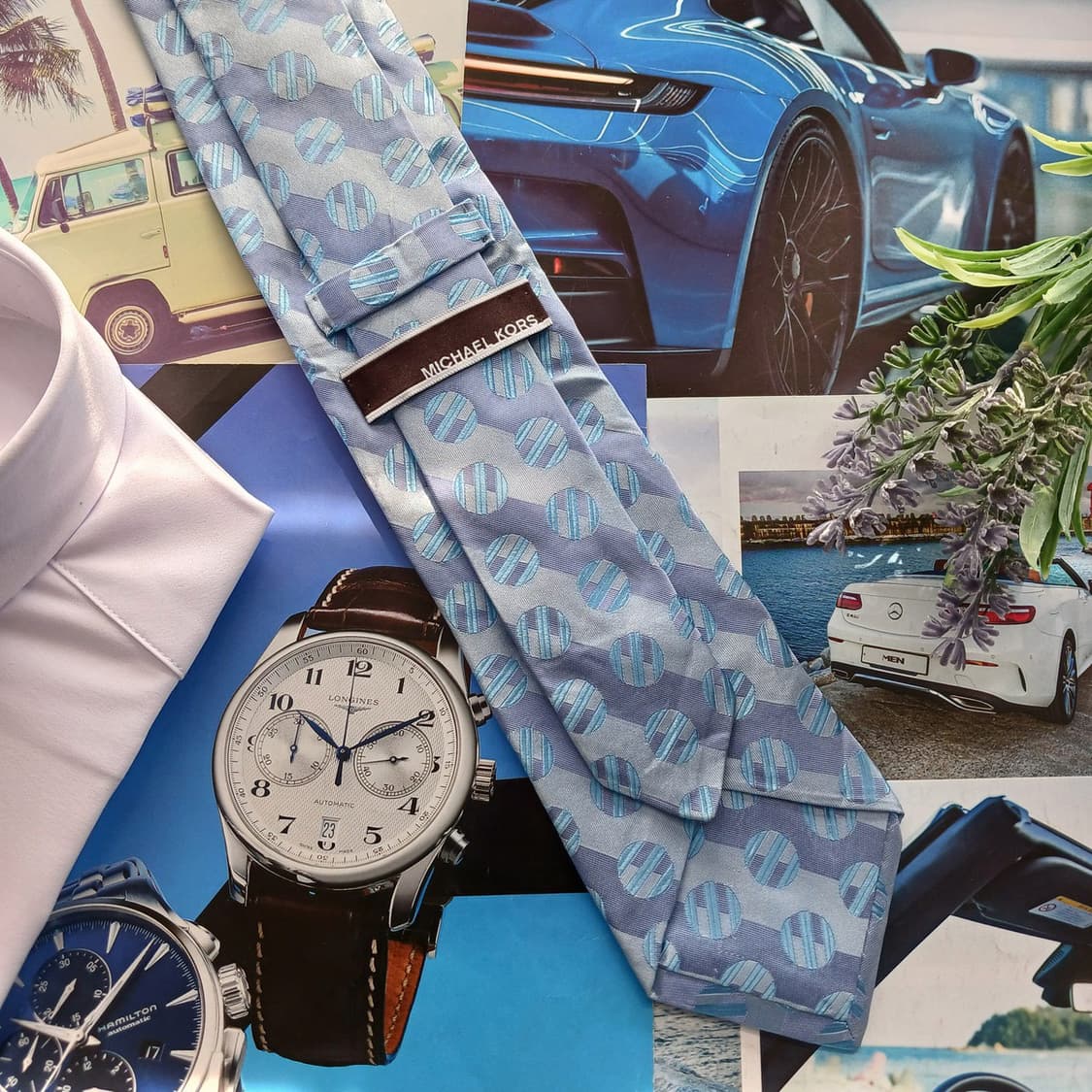 마이클코어스 실크 원형 패턴 넥타이 8.2cm A~B등급 A18482
 상품이미지4