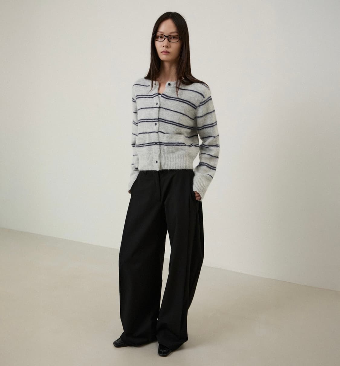 Lmood 엘무드 테아 스트라이프 모헤어 울 가디건 새상품 상품이미지1