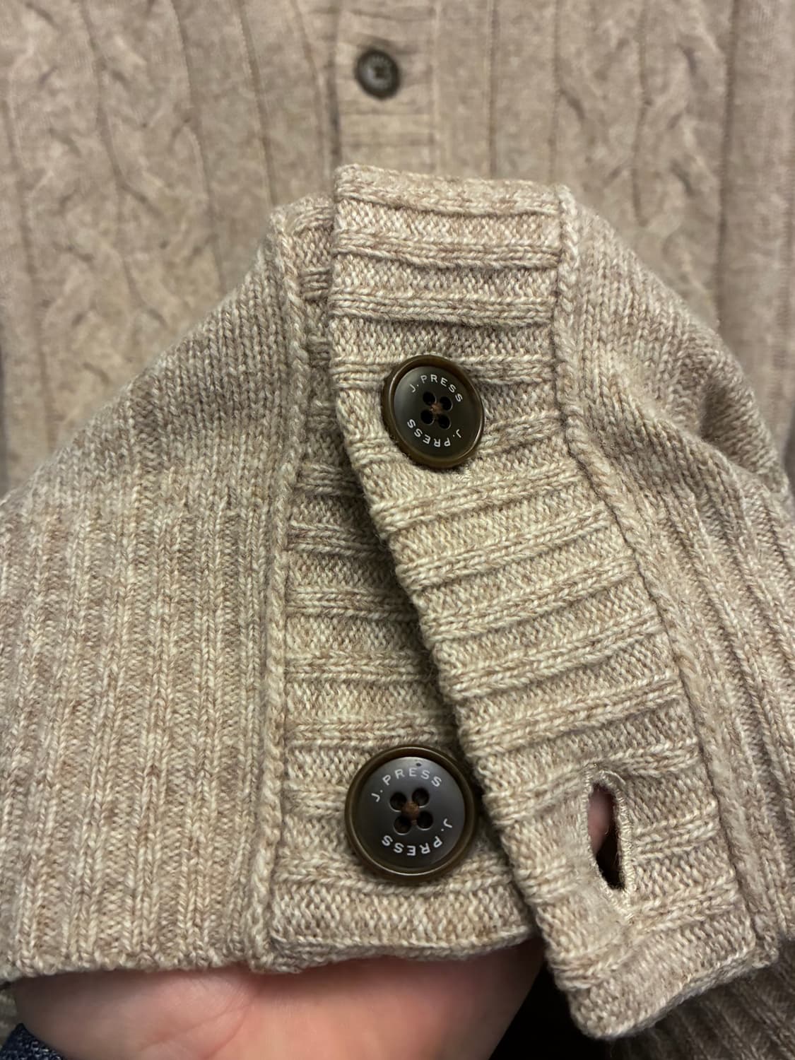 (XL)J.PRESS 제이프레스 울 니트 케이블 가디건 베이지 상품이미지6