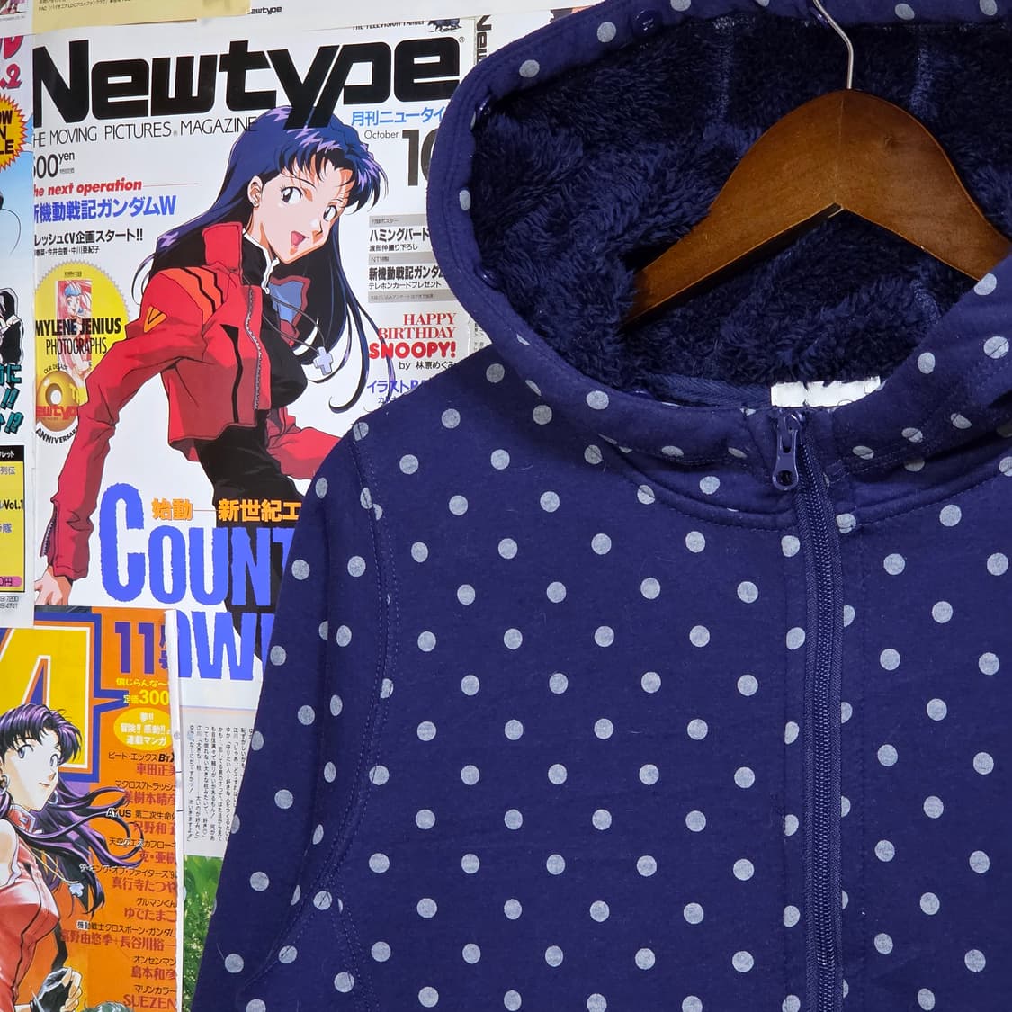 JPN 퍼플 도트 땡땡이 퍼 후드집업 상품이미지3