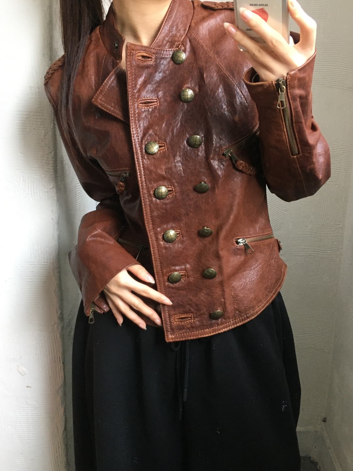 WE ARE REPLAY 위아레플레이 버건디 레더 자켓 상품이미지1