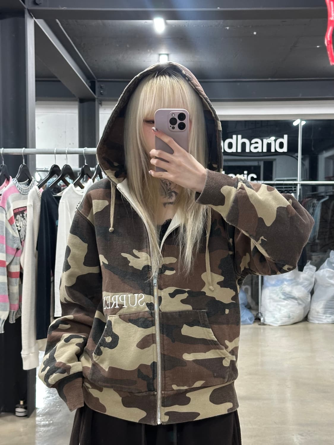 슈프림 써멀 카모 후드 집업 상품이미지1