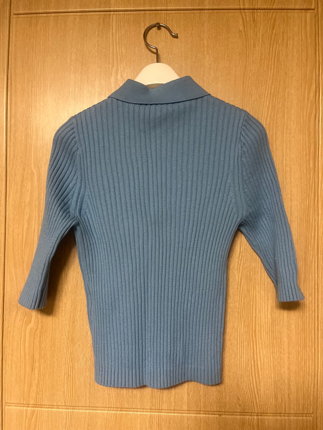 오어 ore 리브드 칼라 가디건 블루 상품이미지4