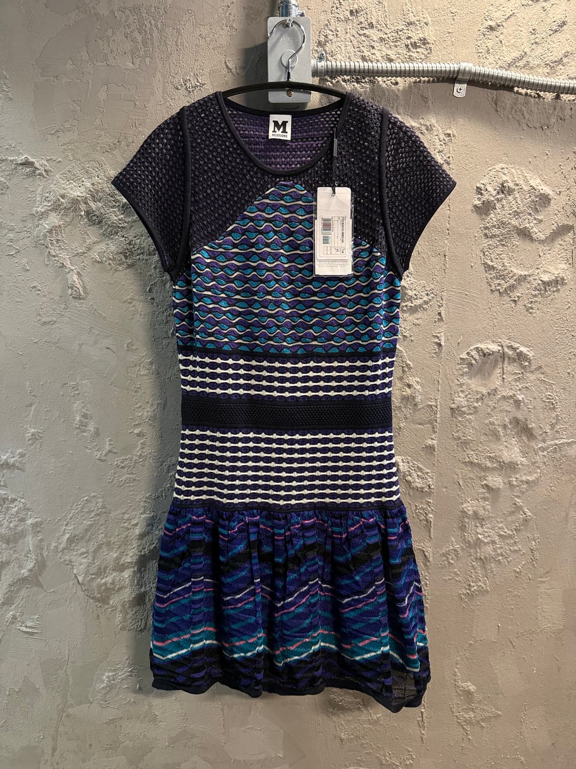 42 미쏘니 MISSONI 패턴 니트 반팔 원피스 퍼플 멀티 상품이미지1