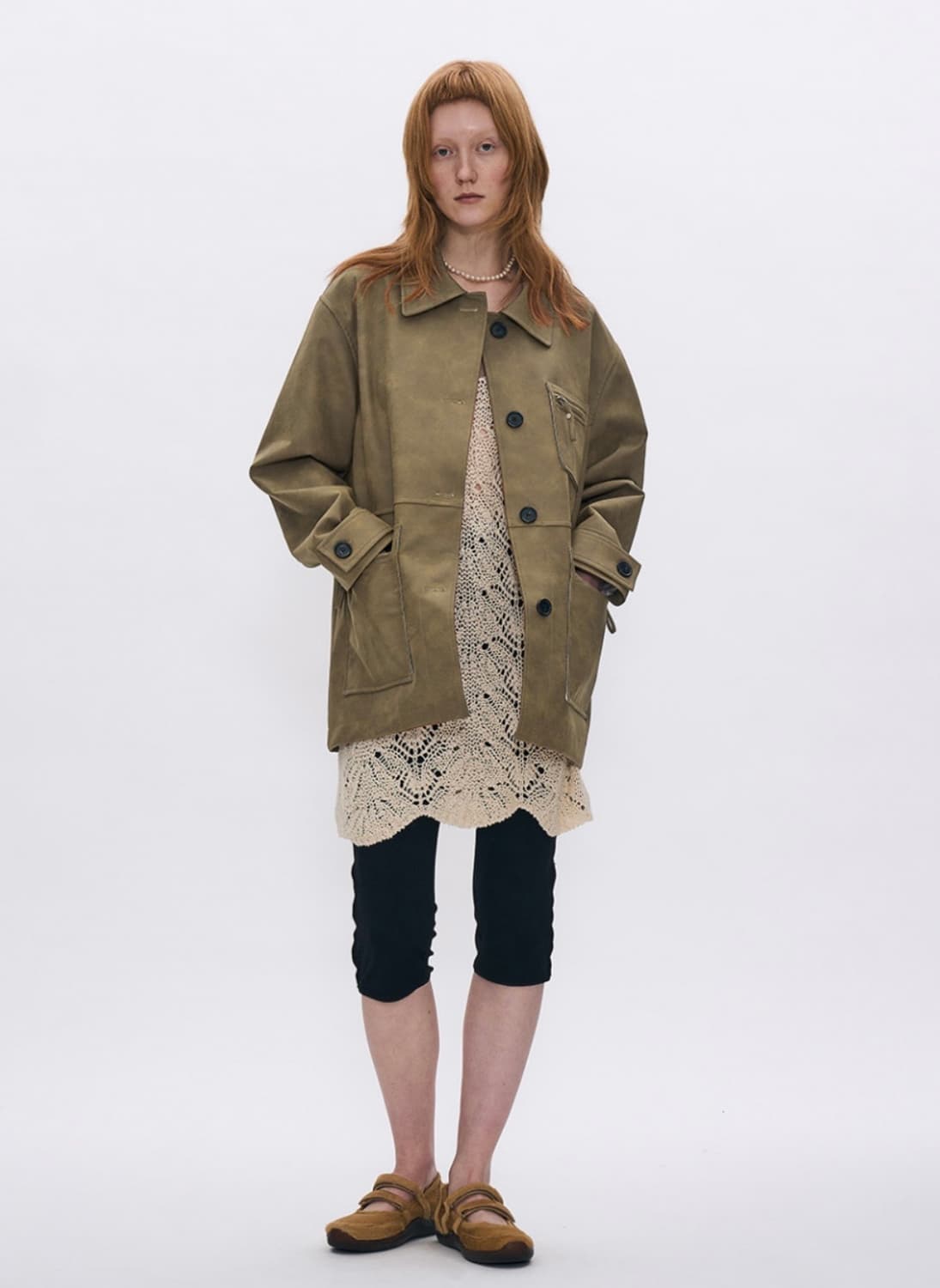 새상품) 파르티멘토우먼 워시트 레더 카 코트 (베이지) 상품이미지4