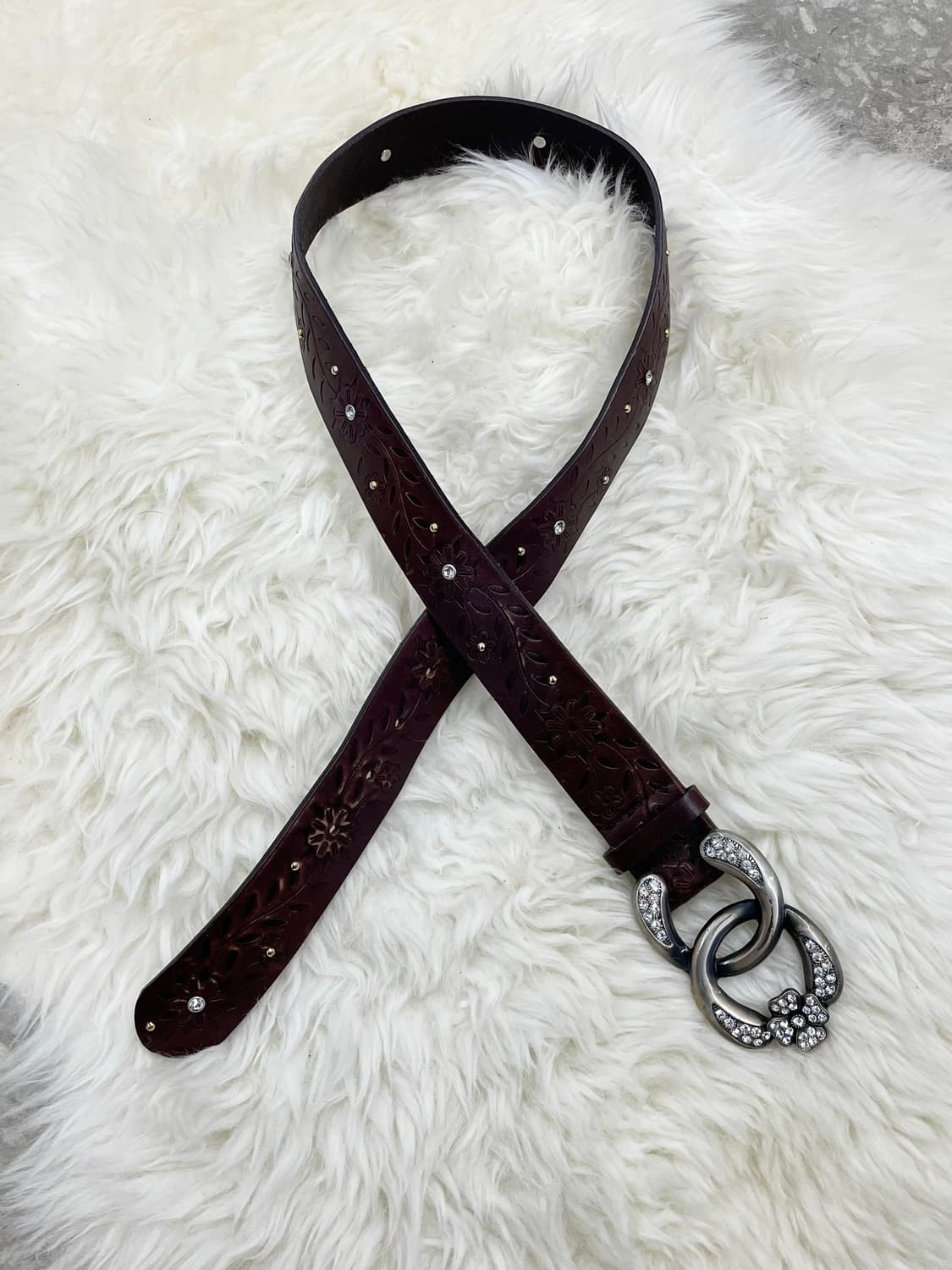 리얼레더 오리엔탈 큐빅 버클 벨트 상품이미지5