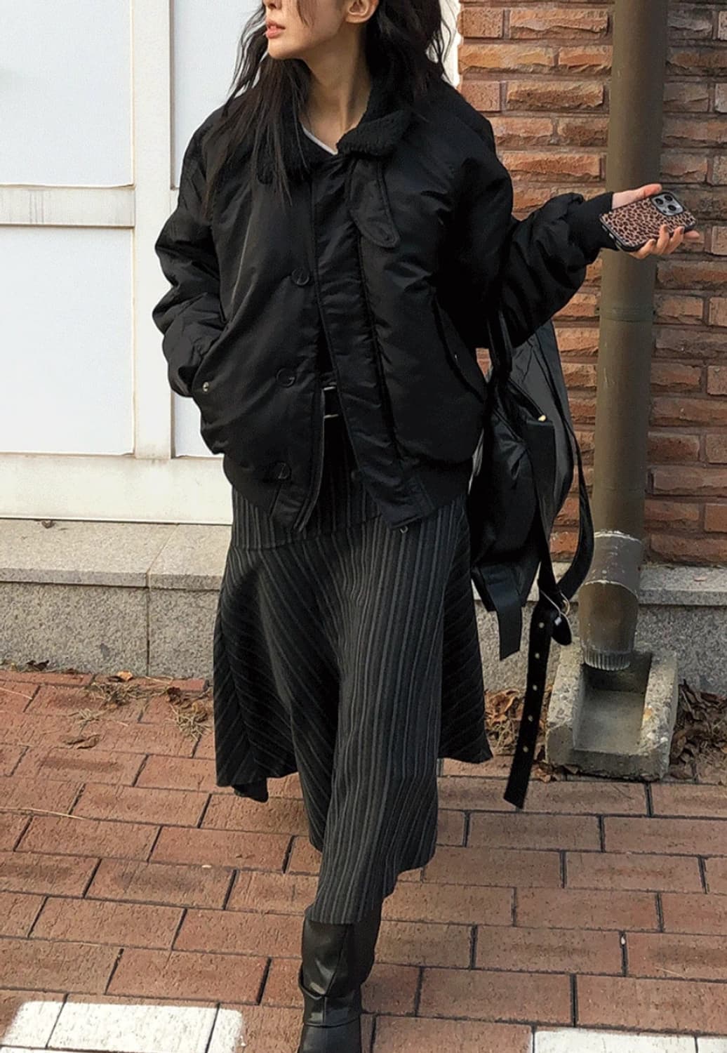 서울베이스드 스트라이프 언발 스커트 상품이미지4