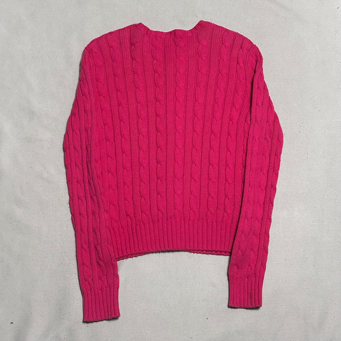 S 폴로랄프로렌 여성용 핑크 케이블 가디건 상품이미지3