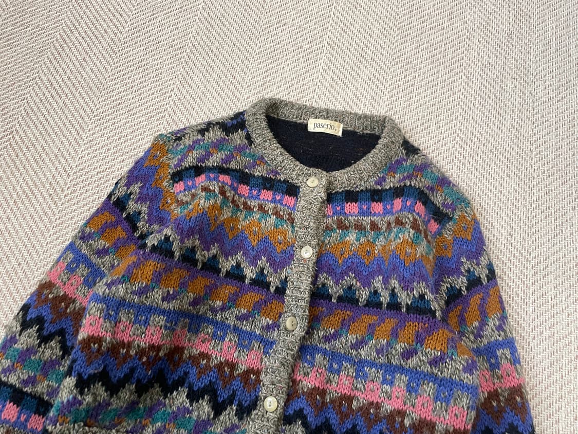 파세리오 멀티컬러 페어아일 패턴 니트 가디건 J03732 상품이미지3