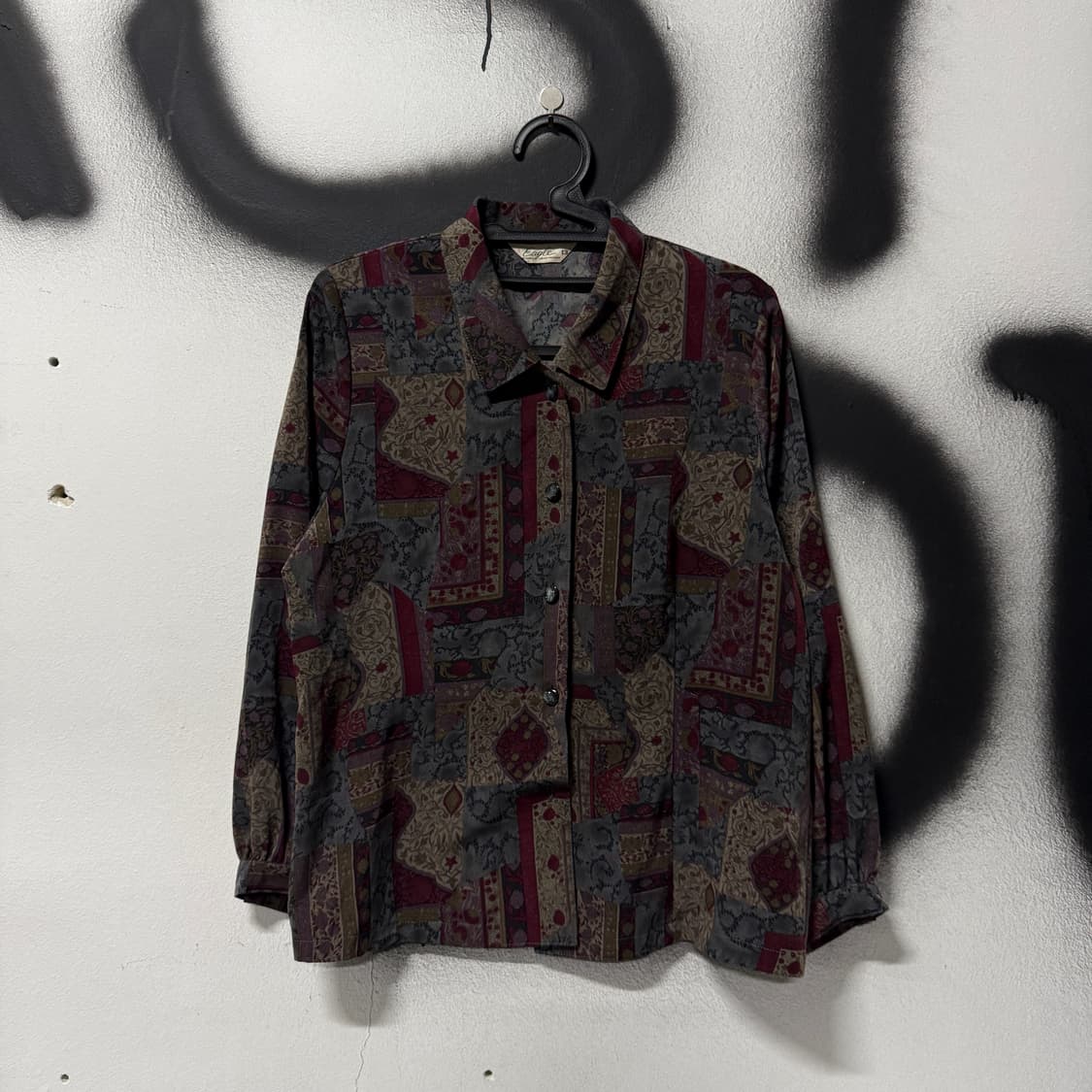 VTG 빈티지 뮤트톤 에스닉 패치워크 패턴 긴팔 셔츠 상품이미지1