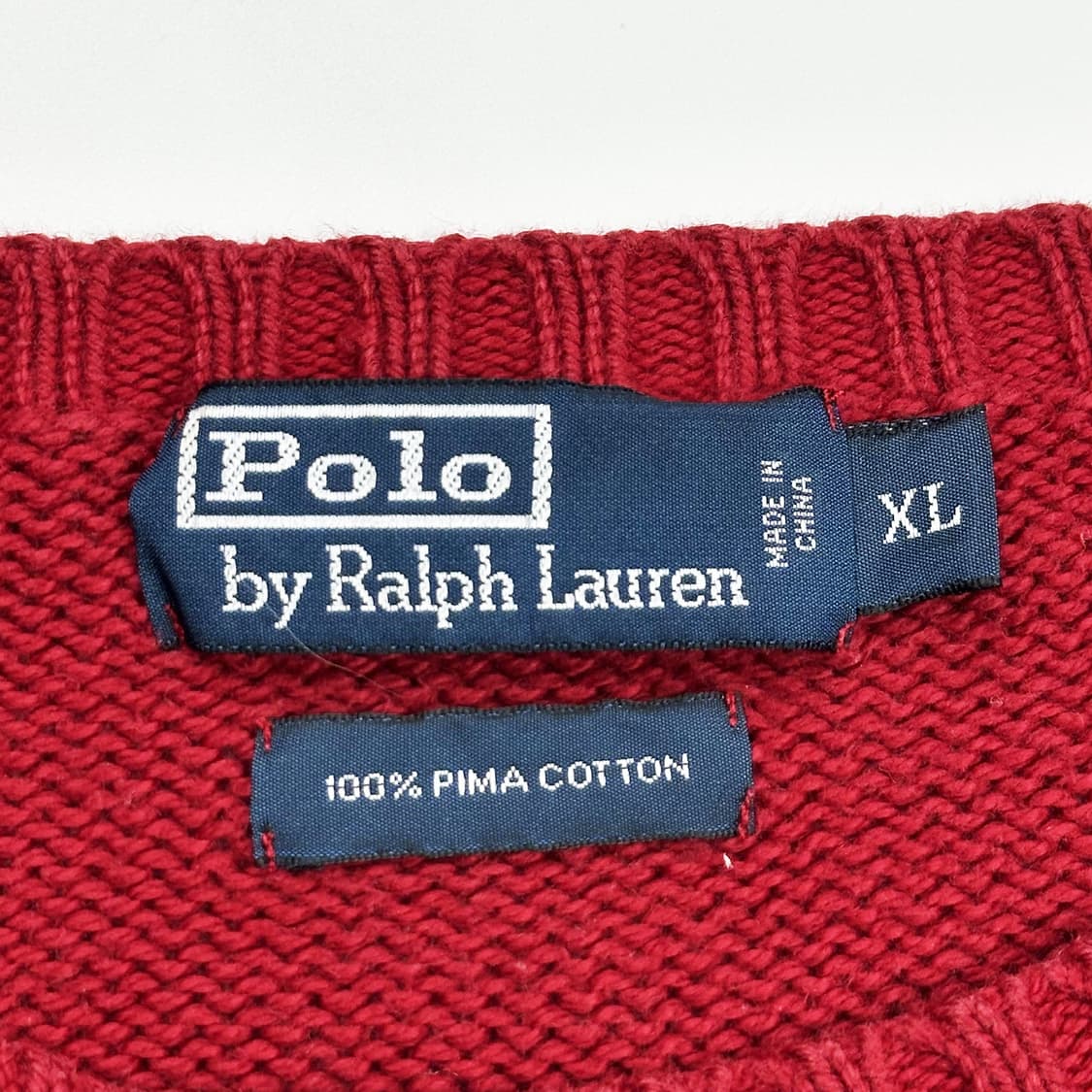 폴로 랄프로렌 빈티지 피마코튼 니트 레드 버건디 XL 상품이미지5