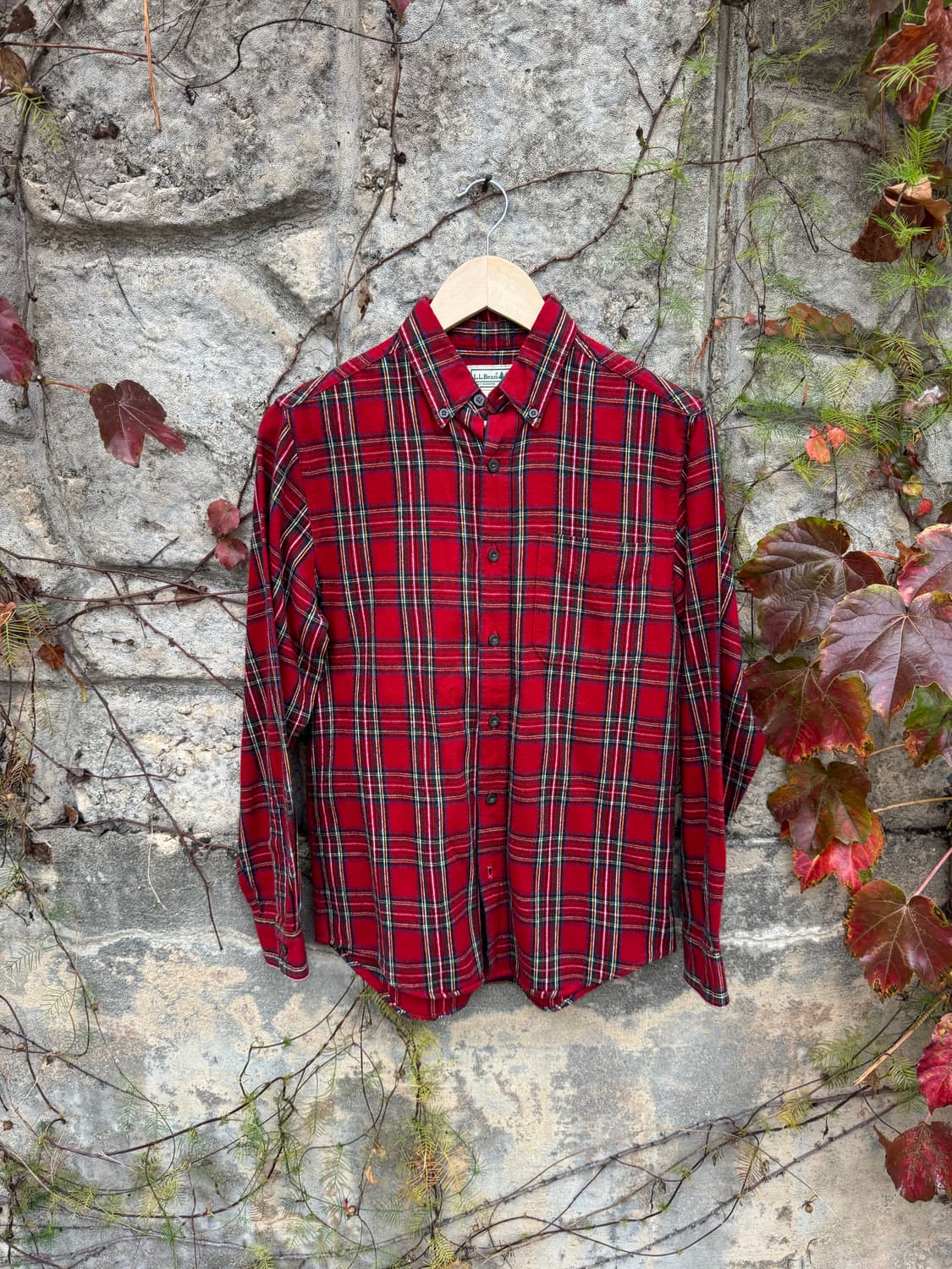 엘엘빈 빈티지 레드 체크 플란넬 셔츠 s 상품이미지1