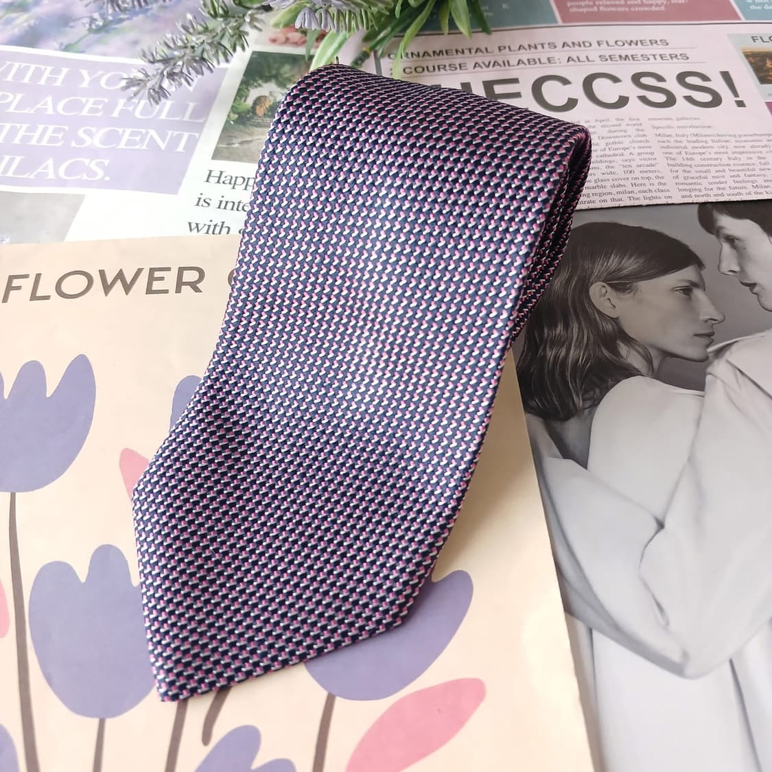 휴고보스 실크 마이크로 패턴 슬림 넥타이 7.9cm A+등급 A19549 상품이미지4