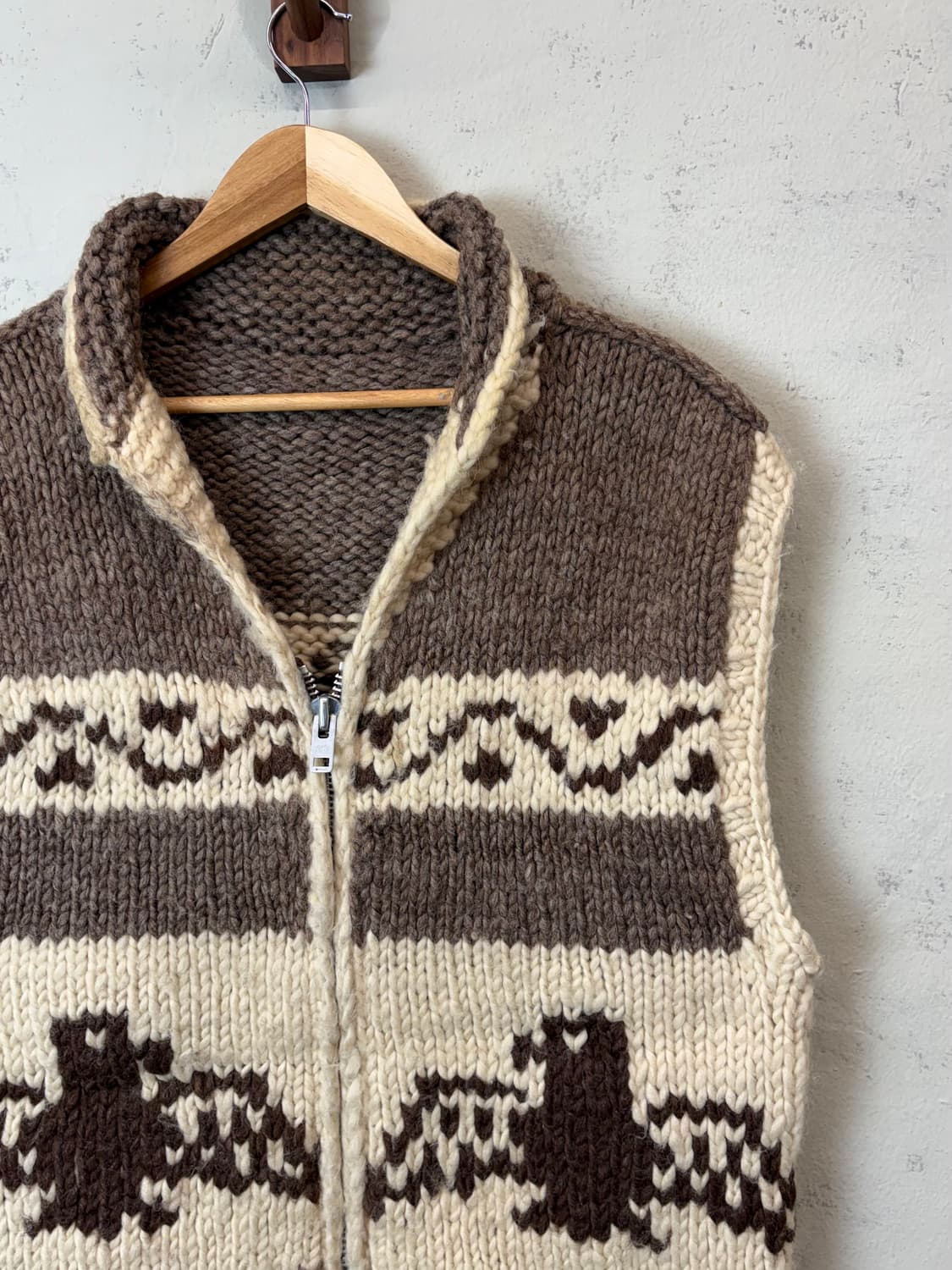 빈티지 헤비울 코위찬 니트 조끼 상품이미지2