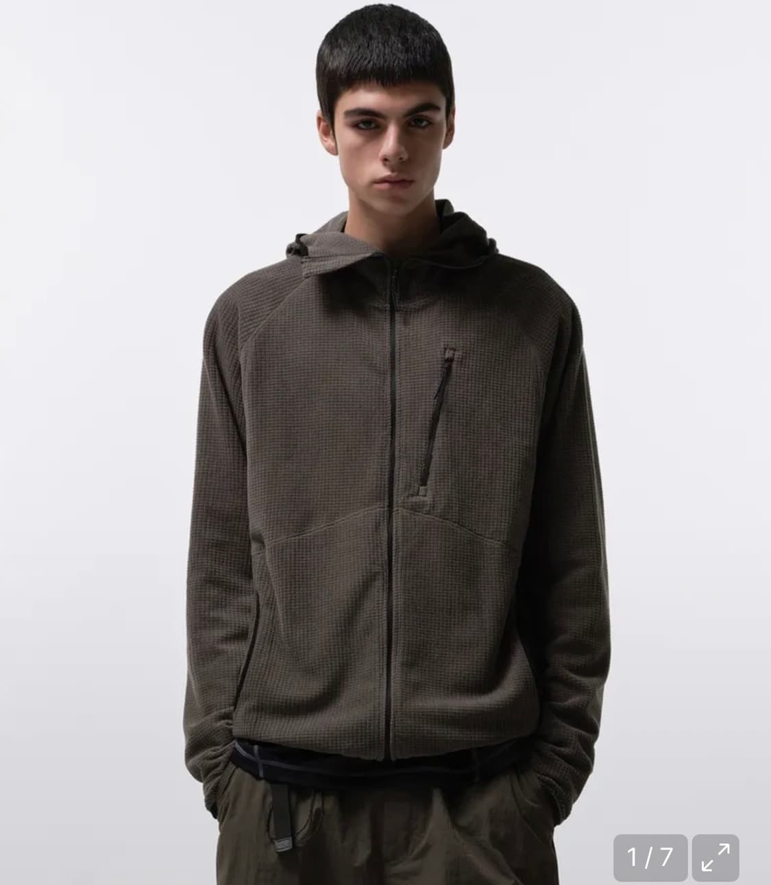 시티 레저 그리드 폴라 플리스 바라클라바 후디드 집업 [머드 그레이] 상품이미지1