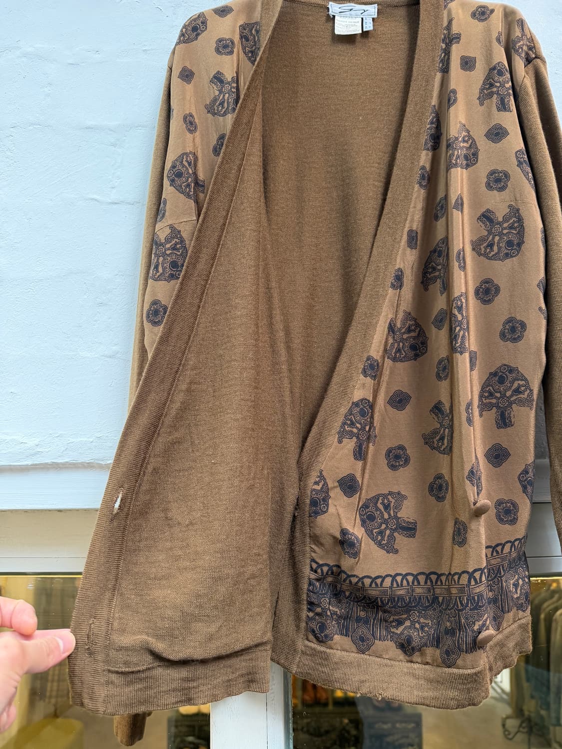 Genny Italy 제니 실크 울 블랜드 랩 가디건 IT46 상품이미지6