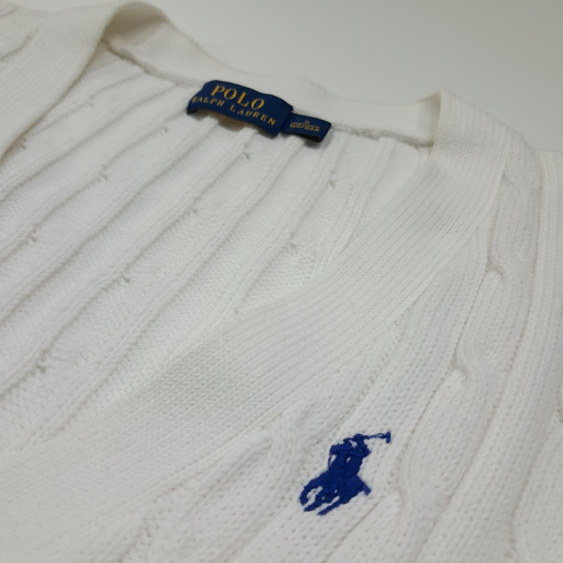 CL863 S 폴로 코튼 케이블 브이넥 화이트 니트 가디건 상품이미지4