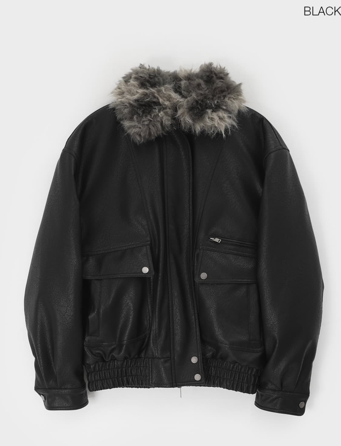 블랙업 퍼 레더점퍼 상품이미지1