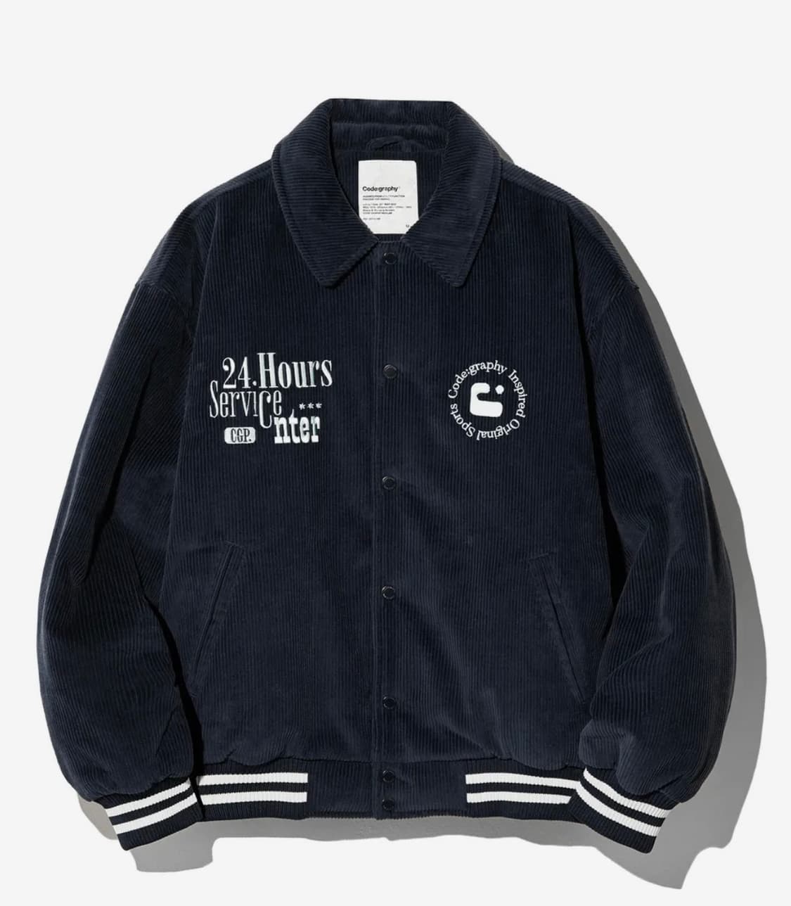 코드그라피 코듀로이 잉크 심볼 바시티 자켓_네이비 M 상품이미지1