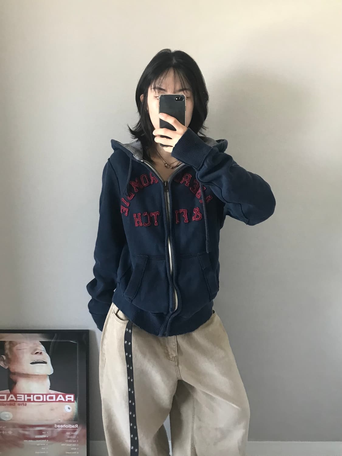 아베크롬비 자수 로고 네이비 후드집업 상품이미지4