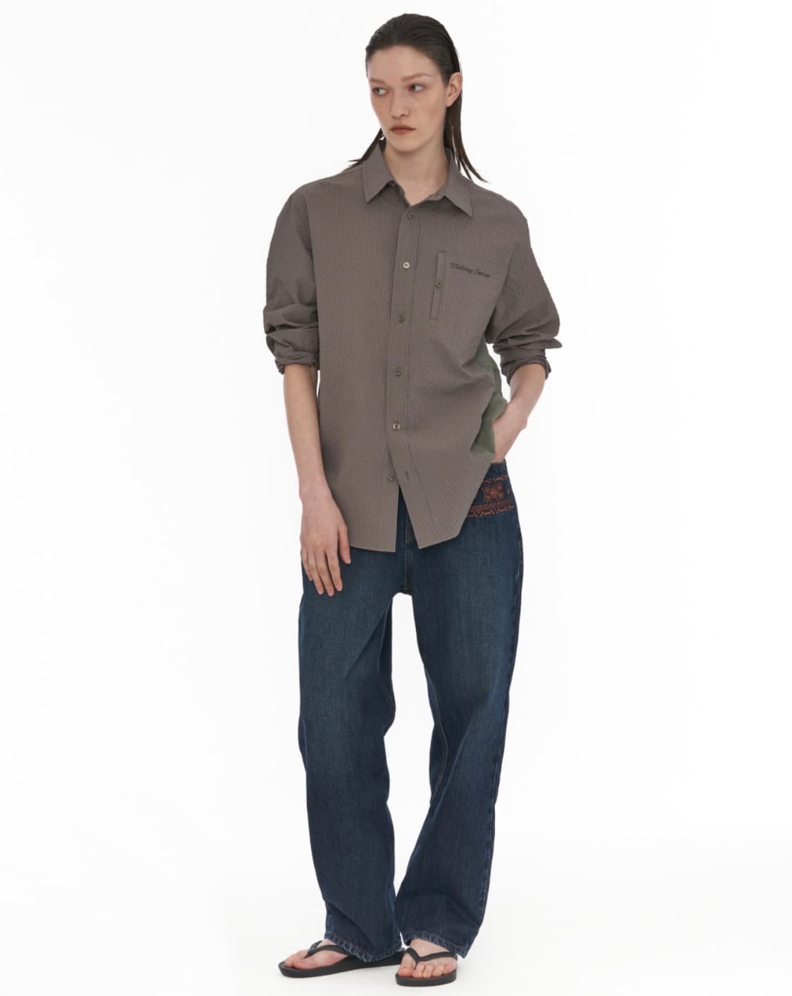 웰빙익스프레스 Embroidered Patch Jeans Blue 데님 상품이미지5