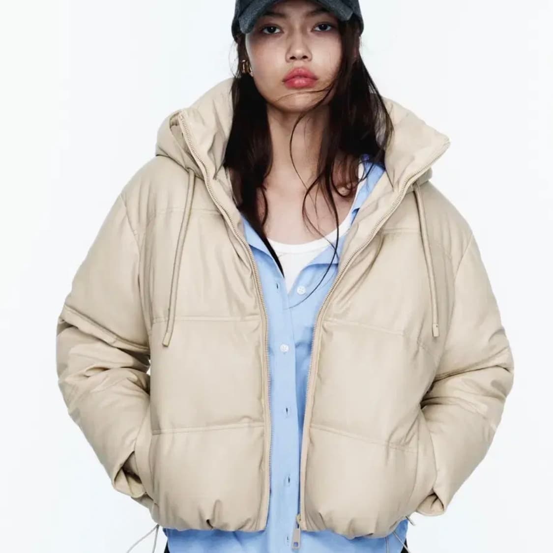 자라 페이크 레더 크롭 패딩 3046/202 상품이미지4