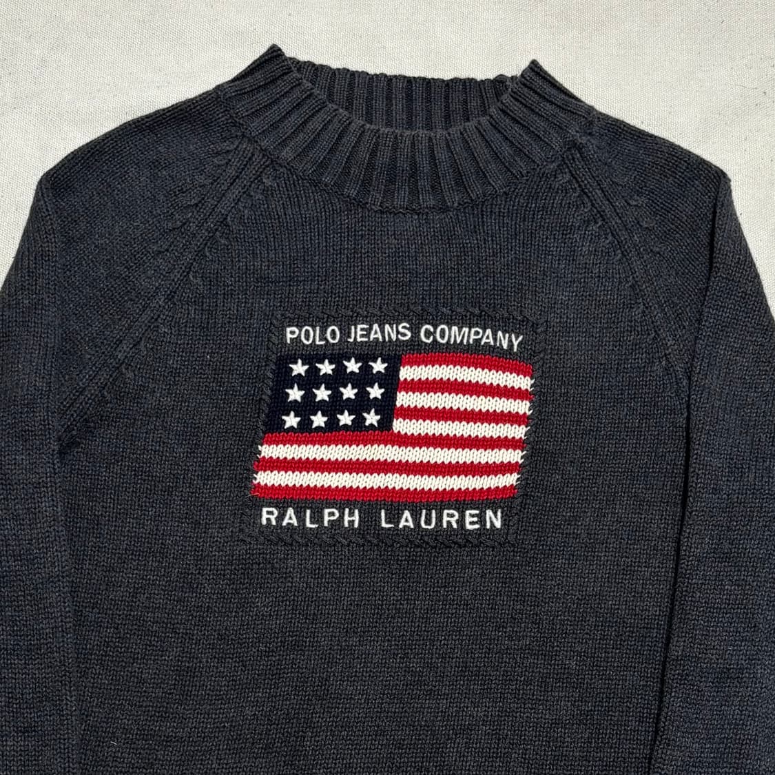 M 폴로랄프로렌 성조기 챠콜 코튼 니트 상품이미지1
