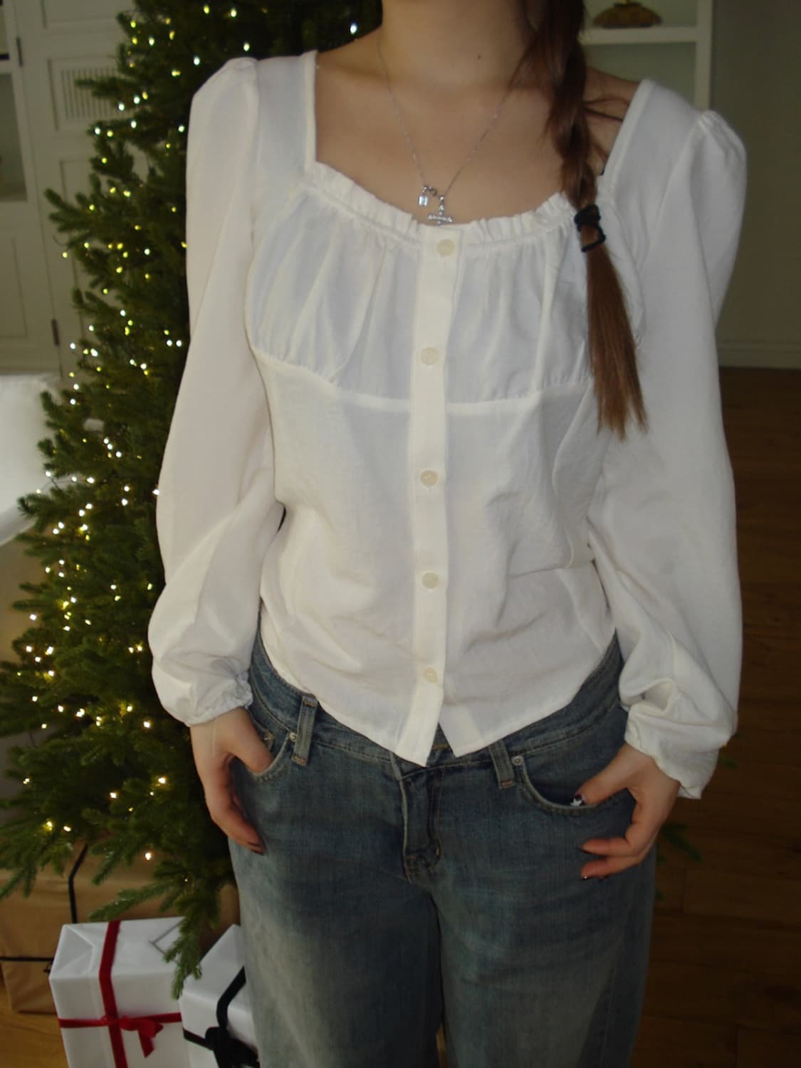 퍼프 블라우스(아이보리) 상품이미지3