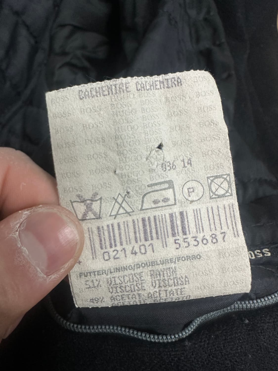 00s HUGO BOSS 울/캐시미어 블랙 코트 52 상품이미지10