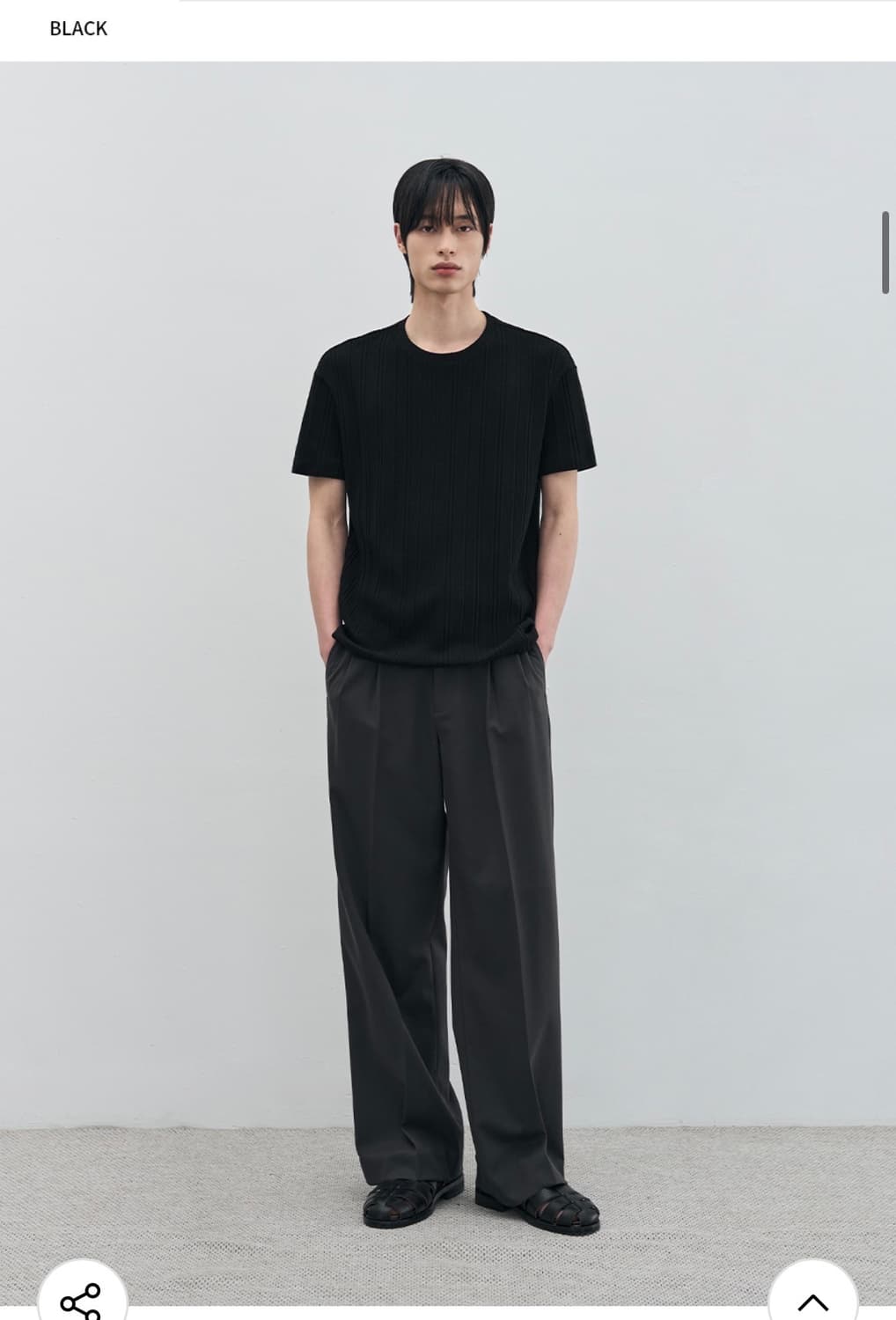 (M)드로우핏 만재 콜라보 리브드 라운드 하프 티셔츠 BLACK 반팔 상품이미지6