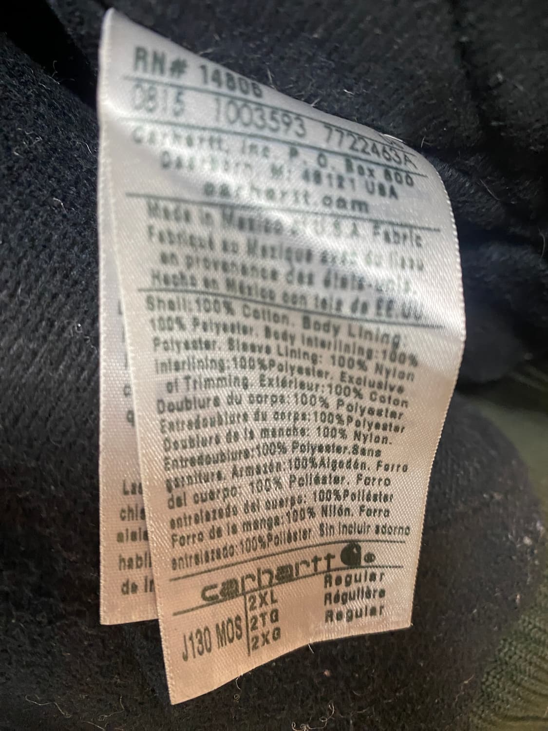 빈티지 칼하트 J130 MOS 2XL-R 액티브 자켓 워크자켓 모스그린 상품이미지1