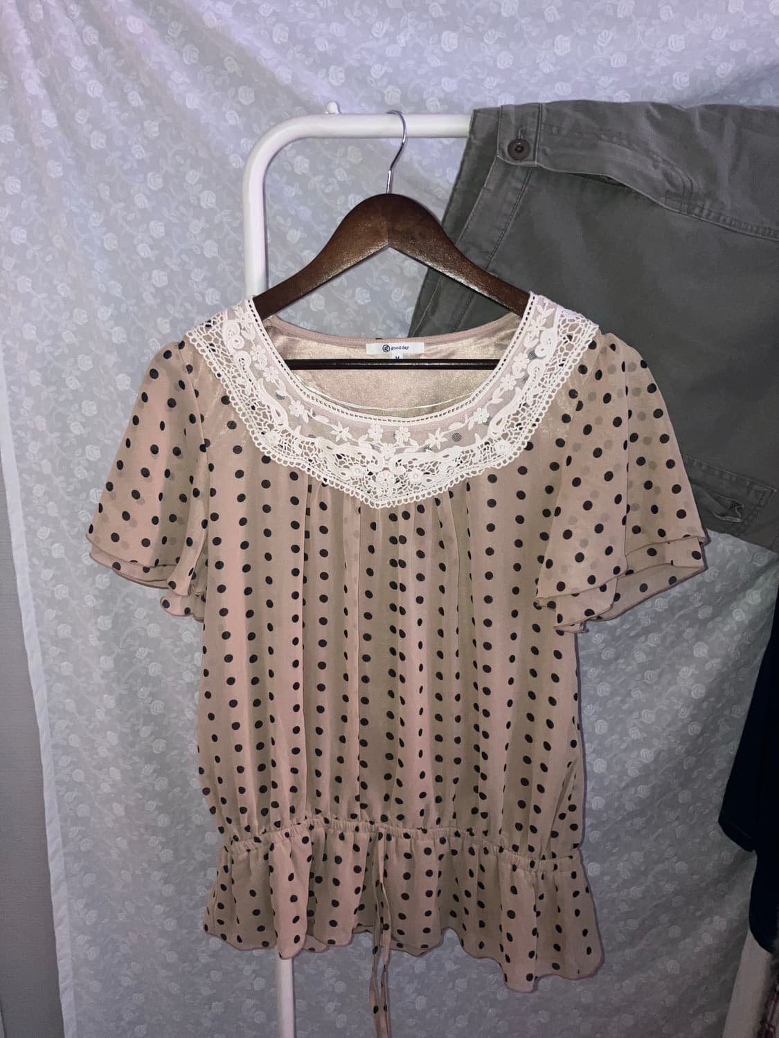 💌 Dot crocheted chiffon blouse. 상품이미지1