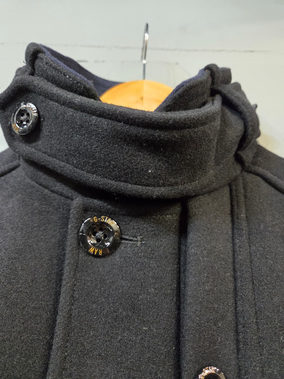 G-SYAR 검정색 하이넥 모직 코트(XS) 상품이미지5