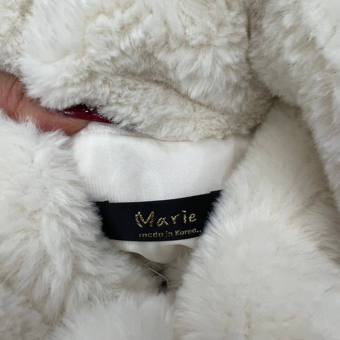 빈티지 화이트 하이넥 버클 퍼자켓 상품이미지2