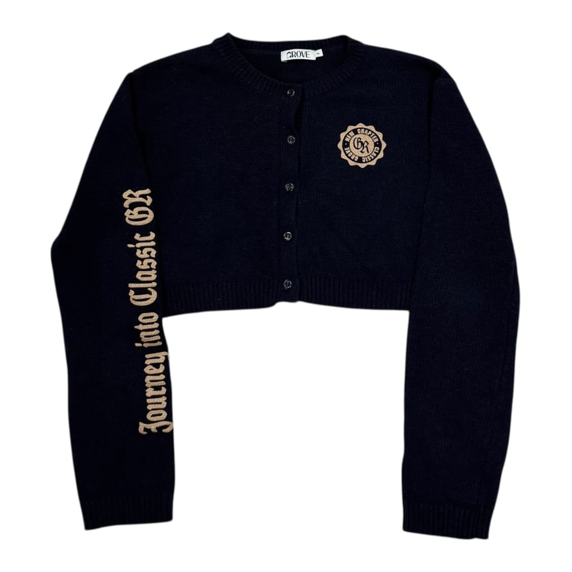 GROVE 그로브 플로스 크롭 가디건 네이비 상품이미지1