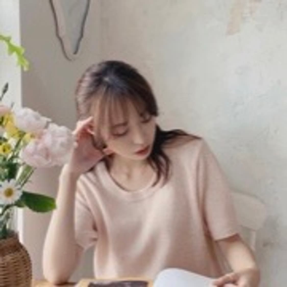 98도씨 캔들 베이직 부클 반팔 니트 셸핑크 봄 여름옷 씨스루 상품이미지1