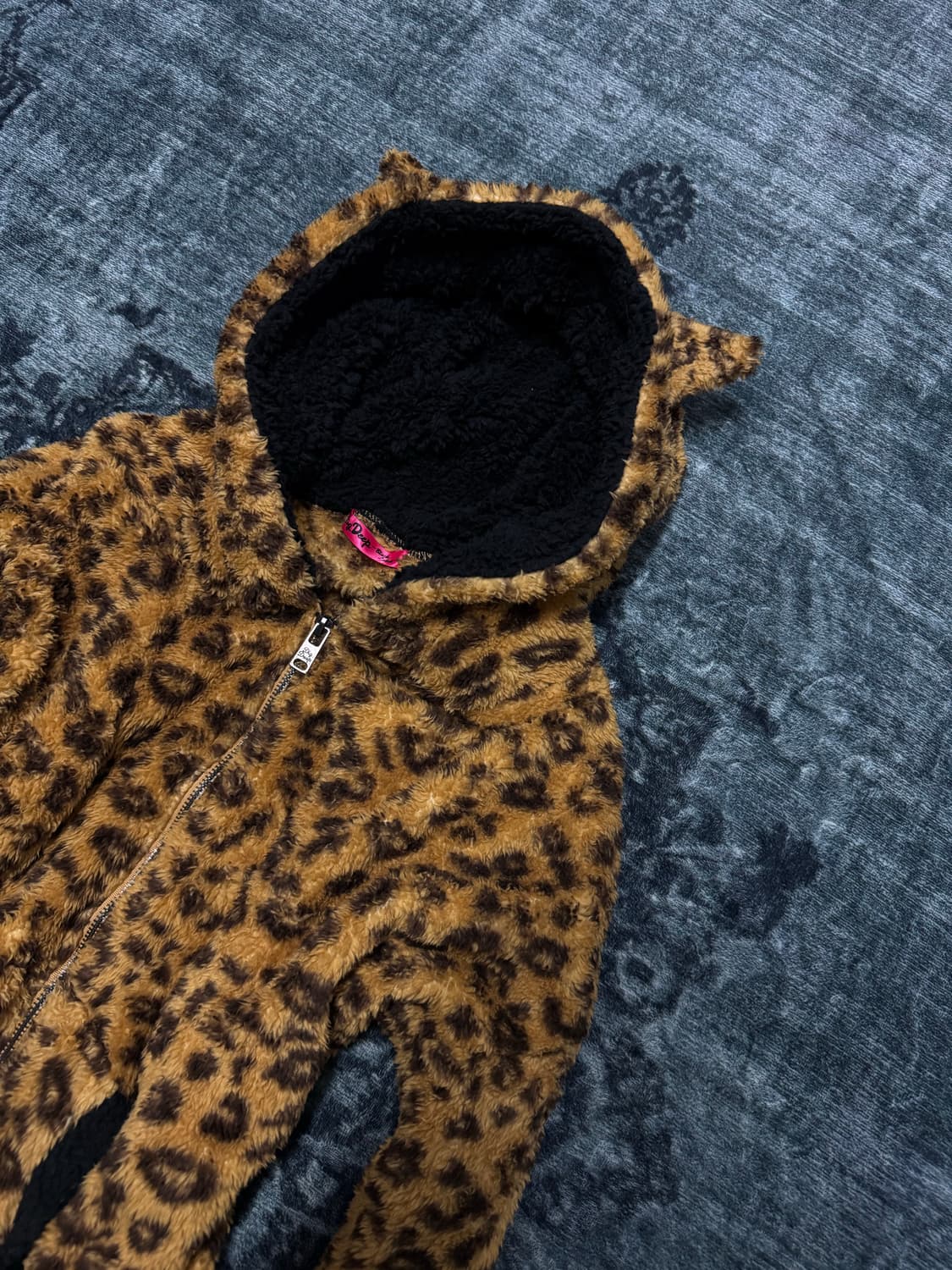 Dig deep cat ear leopard fur hoodie 상품이미지3