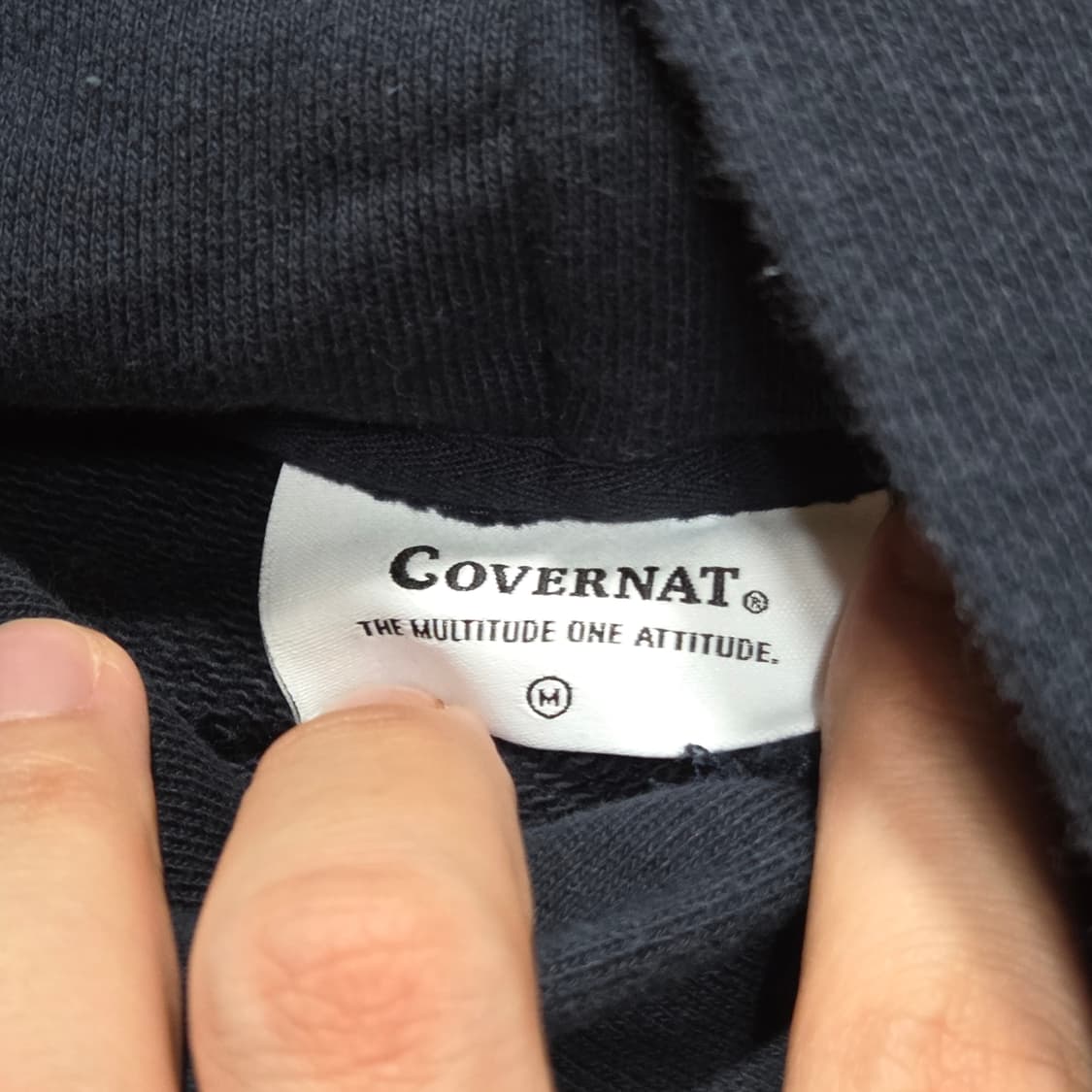 커버낫 네이비 레드 로고 자수 후드티 상품이미지7