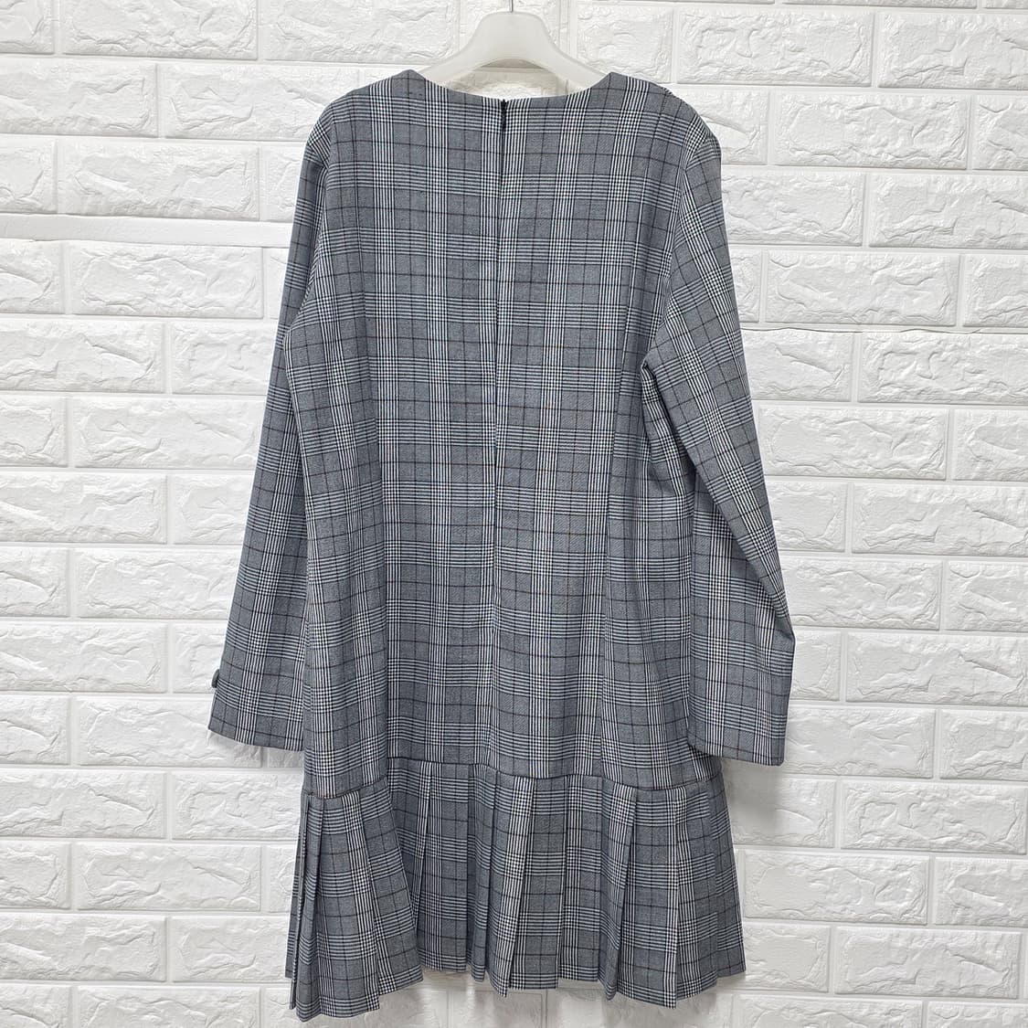 택포// 오조크 OZOC 체크 플리츠 원피스 M 새상품 상품이미지4