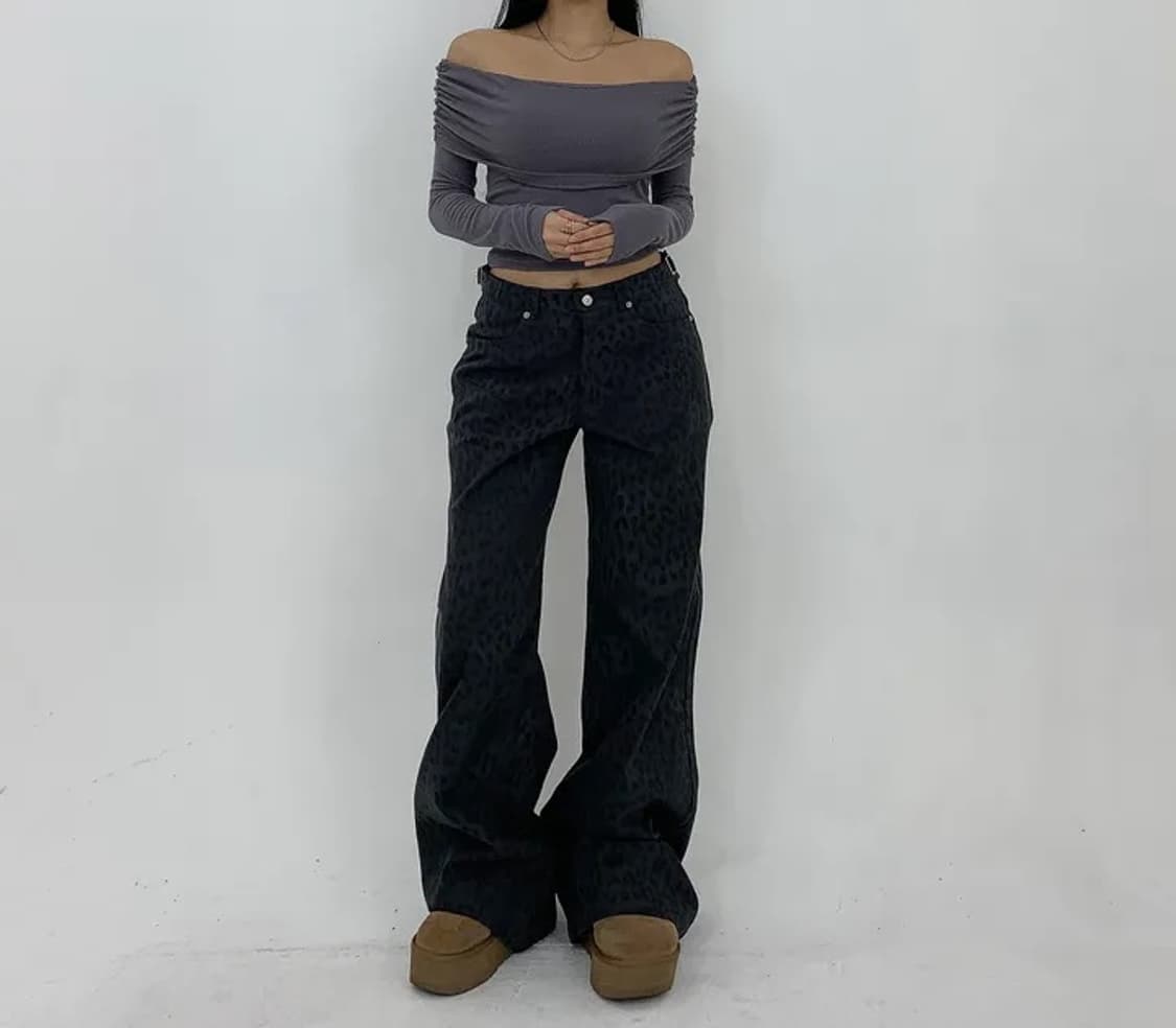 레오파드 와이드 팬츠 상품이미지2
