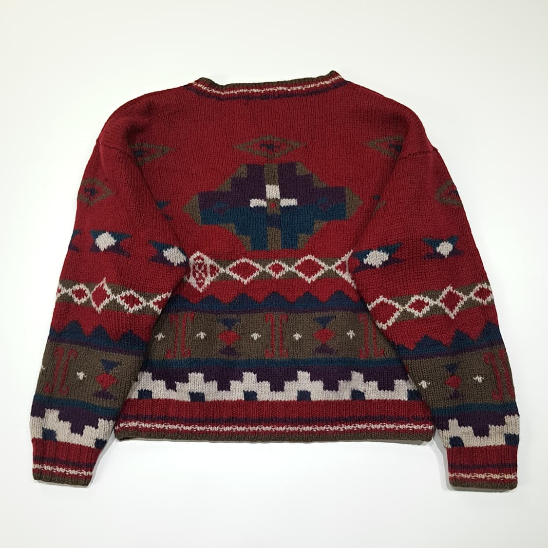 CL106 L 엘엘빈 80s 퓨어 울 네이티브 패턴 크루넥 니트 상품이미지5