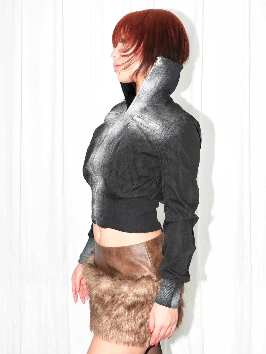 Y2K 글로시 크롭 집업 자켓 상품이미지1