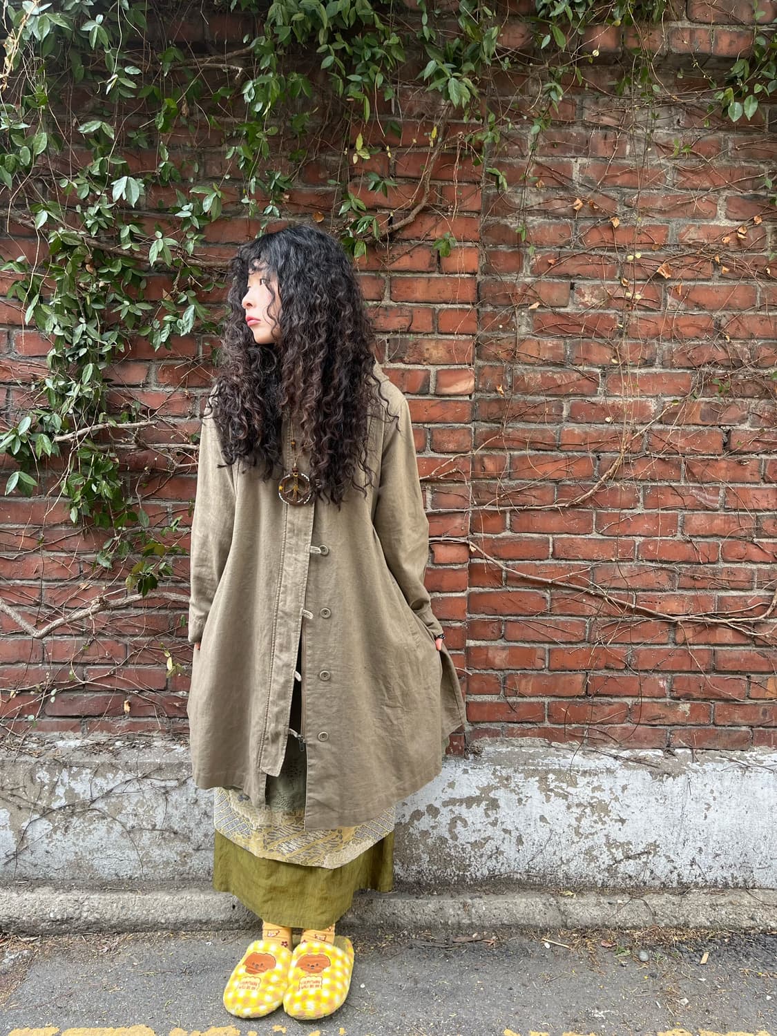 일본 데일리 무드 카키 브라운 후드 롱 자켓 상품이미지1