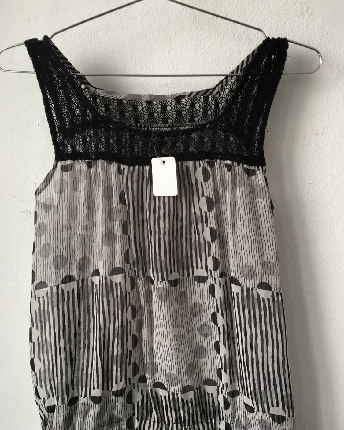 Dot pattern mixed sleeveelss 상품이미지3