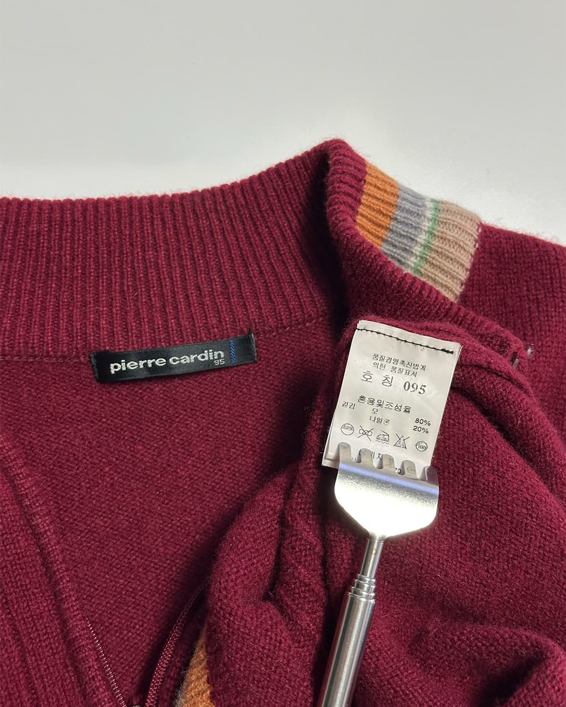 피에르가르뎅 반집업 니트 버건디 상품이미지3