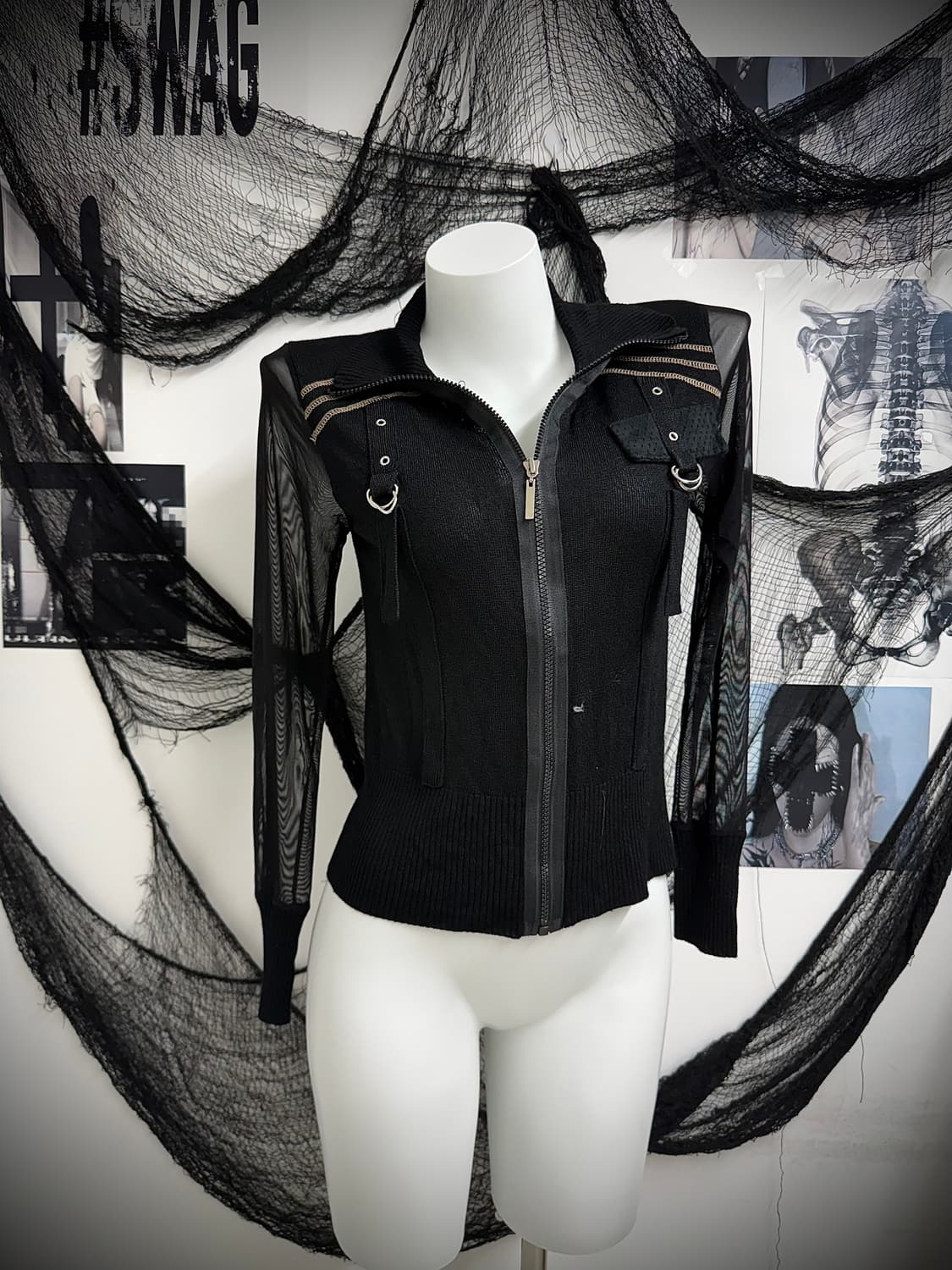 Stitch detailed seethrough zip up 상품이미지4