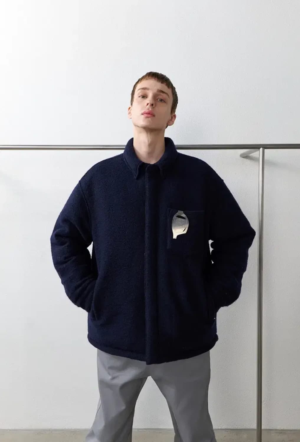 yiyae 이예 푸퍼 패딩 셔츠 네이비 상품이미지1