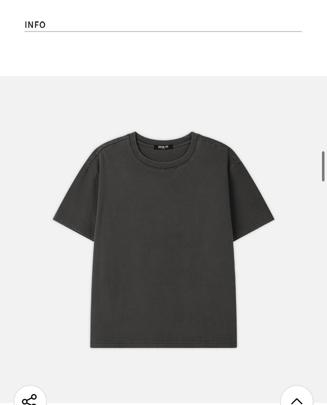 (L) 드로우핏 헤일 코튼 크롭 하프 피그먼트 티셔츠 CHARCOAL반팔 상품이미지8