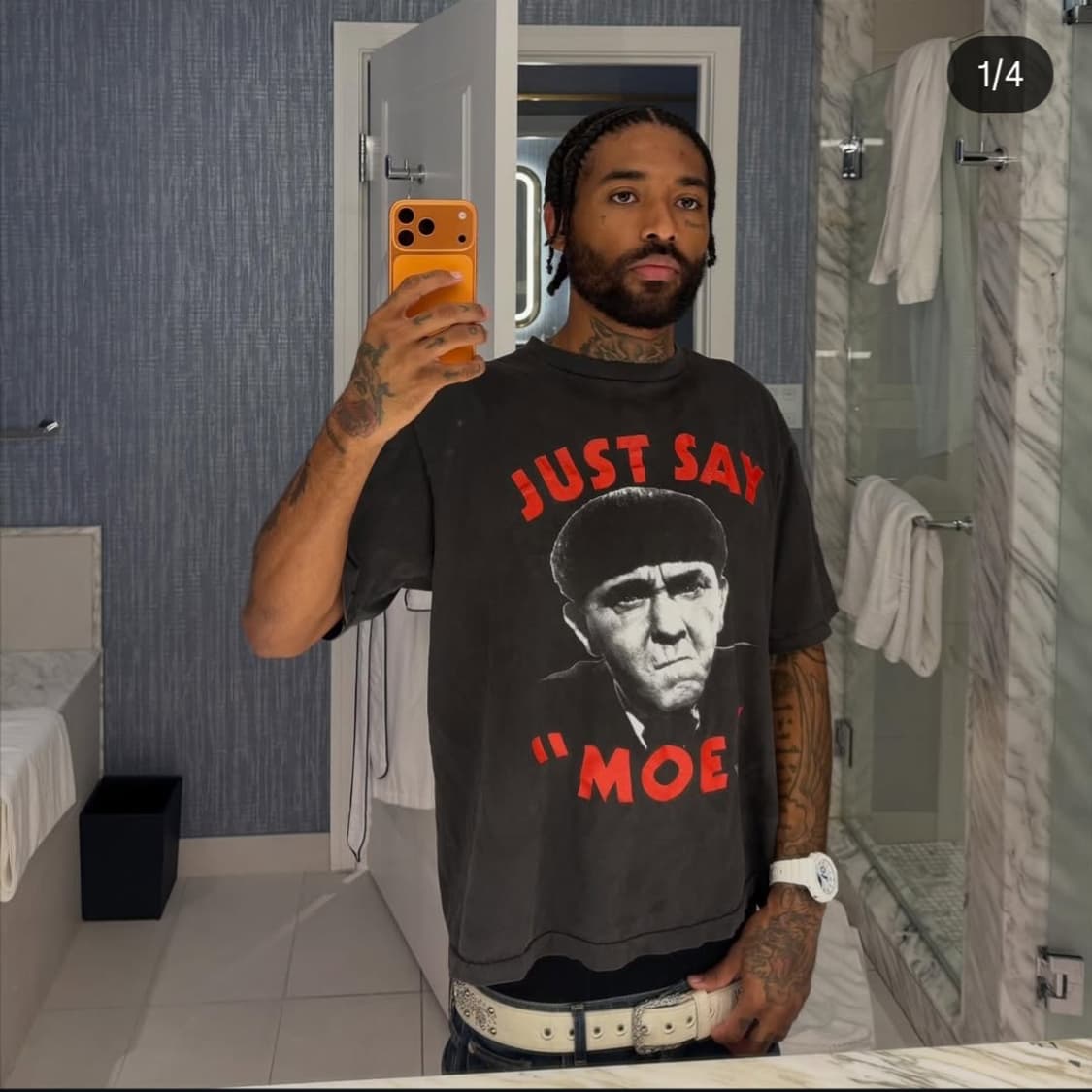 1997' Three Stooges 'Say Moe' 티셔츠 L 상품이미지2